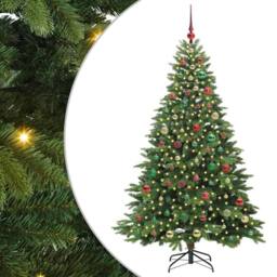 Berkfield Home Artificial Christmas Tree with 300 LEDs Green 180 cm PE & PVC - thumbnail 2
