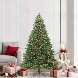 Berkfield Home Artificial Christmas Tree with 300 LEDs Green 180 cm PE & PVC - thumbnail 1