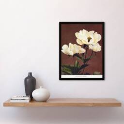 Artery8 Ogawa Kazumasa Framed Wall Art Print White Herbaceous Peony Flowers in Red - Size: A4 - thumbnail 2