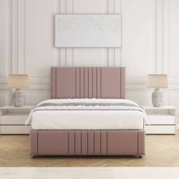 "BSSPOKE Hazel Plush Velvet Divan Bed Set 24"" Headboard & 4Drawers Mattress in Pink - Size: Double" - thumbnail 2