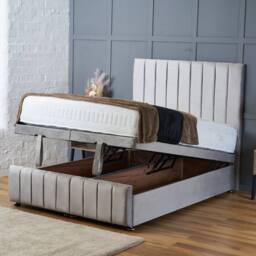 "BSSPOKE Sierra Ottoman Divan Bed Plush Velvet 54"" Headboard & No Mattress in Pink - Size: Small Double" - thumbnail 4