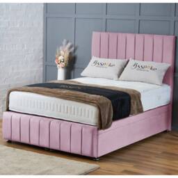 "BSSPOKE Sierra Ottoman Divan Bed Plush Velvet 54"" Headboard & No Mattress in Pink - Size: Small Double" - thumbnail 1