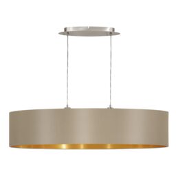 Loops Pendant Light Colour Satin Nickel Shade Taupe Gold Fabric Bulb E27 2x60W in Metallics