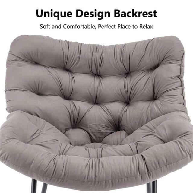 Kelvenix Grey Garden Rocking Chair - Rattan Wicker Egg Chair Cushioned Seat - image 1