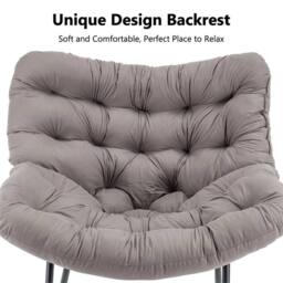 Kelvenix Grey Garden Rocking Chair - Rattan Wicker Egg Chair Cushioned Seat - thumbnail 5