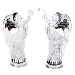 Shatchi Christmas LED Light Up Angel Figure Batter Operated Swirling Glitter Water Spinner Snowglobe Acrylic Decoration in Clear - thumbnail 4