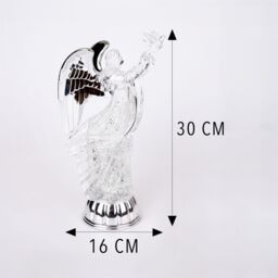 Shatchi Christmas LED Light Up Angel Figure Batter Operated Swirling Glitter Water Spinner Snowglobe Acrylic Decoration in Clear - thumbnail 6