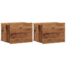 Berkfield Home Durable Wall-mounted Bedside Cabinets 2 pcs Old Wood 40x32x30 cm in Brown - Size: 40 x 32 x 30 cm - thumbnail 3