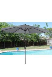 Living and Home Patio Umbrella 3M Large Traditional Parasol with Resin Base in Dark Grey - thumbnail 3
