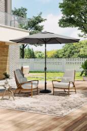 Living and Home Patio Umbrella 3M Large Traditional Parasol with Resin Base in Dark Grey - thumbnail 1
