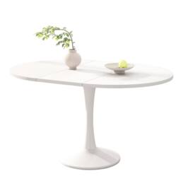 Matteo Modern Extendable Round Dining Table - White MDF, Space-Saving - thumbnail 5