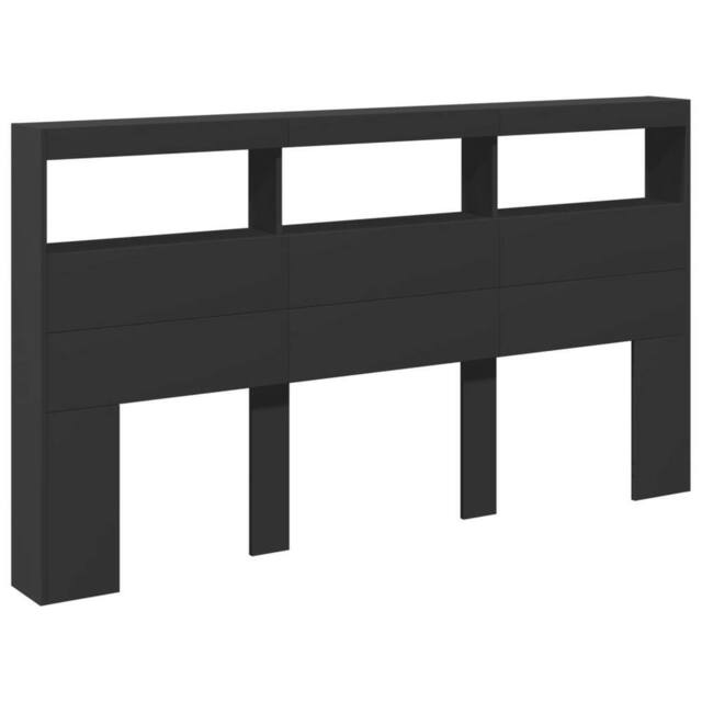 Berkfield Home Headboard Cabinet with LED Black 180x17x102 cm - Size: 180 x 17 x 102 cm - image 1