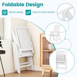 Gymax Foldable Patio Chair All-Weather HDPE Outdoor Dining Chair-White in White - thumbnail 5