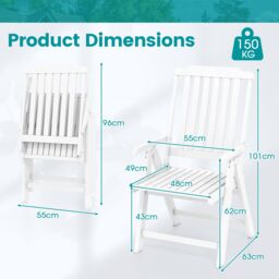 Gymax Foldable Patio Chair All-Weather HDPE Outdoor Dining Chair-White in White - thumbnail 2