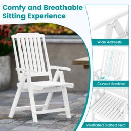 Gymax Foldable Patio Chair All-Weather HDPE Outdoor Dining Chair-White in White - thumbnail 3