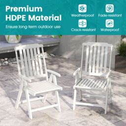 Gymax Foldable Patio Chair All-Weather HDPE Outdoor Dining Chair-White in White - thumbnail 6