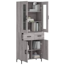 Berkfield Home Highboard Grey Sonoma 69.5x34x180 cm Engineered Wood - thumbnail 1