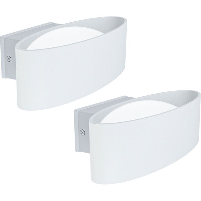 Loops 2 PACK IP44 Outdoor Wall Light White Aluminium & Steel 10W LED Porch Lamp - image 1
