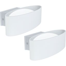 Loops 2 PACK IP44 Outdoor Wall Light White Aluminium & Steel 10W LED Porch Lamp - thumbnail 1