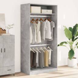 Berkfield Home Wardrobe Concrete Grey 100x50x200 cm Engineered Wood - Size: 100 x 50 x 200 cm - thumbnail 3