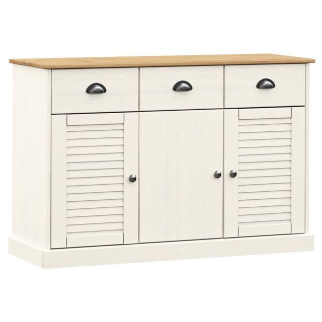 Berkfield Home Sideboard with Drawers VIGO 113x40x75 cm White Solid Wood Pine - Size: 113 x 40 x 75 cm - image 1