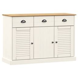 Berkfield Home Sideboard with Drawers VIGO 113x40x75 cm White Solid Wood Pine - Size: 113 x 40 x 75 cm - thumbnail 1