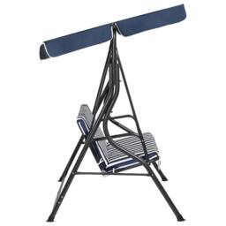 Wyld and Coco 3-Seater Patio Swing Chair Blue Striped Canopy Steel Frame - thumbnail 5