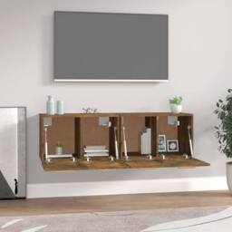 Berkfield Home Wall Cabinets 2 pcs Smoked Oak 60x36.5x35 cm Engineered Wood in Brown - thumbnail 1