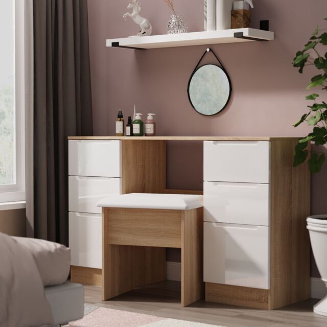 Ready Assembled 2 U Lucca 6 Drawer Kneehole Desk (Ready Assembled) in Light Oak - image 1