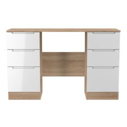 Ready Assembled 2 U Lucca 6 Drawer Kneehole Desk (Ready Assembled) in Light Oak - thumbnail 2