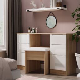 Ready Assembled 2 U Lucca 6 Drawer Kneehole Desk (Ready Assembled) in Light Oak - thumbnail 1