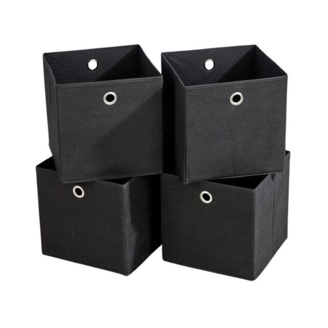 NESTLUNE Storage Folding Box Fabric Cube Cloth Bag 4 in Black - image 1