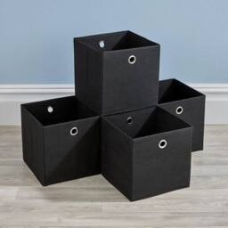 NESTLUNE Storage Folding Box Fabric Cube Cloth Bag 4 in Black - thumbnail 4