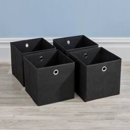NESTLUNE Storage Folding Box Fabric Cube Cloth Bag 4 in Black - thumbnail 2