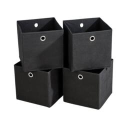 NESTLUNE Storage Folding Box Fabric Cube Cloth Bag 4 in Black - thumbnail 1