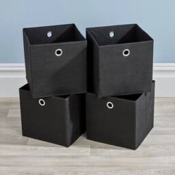 NESTLUNE Storage Folding Box Fabric Cube Cloth Bag 4 in Black - thumbnail 3