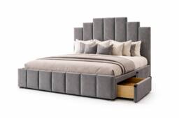 PARADISE BEDS LTD PLUSH VELVET DIVAN BED SET WITH HEADBOARD & DRAWERS in Beige - Size: King - thumbnail 7