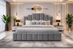 PARADISE BEDS LTD PLUSH VELVET DIVAN BED SET WITH HEADBOARD & DRAWERS in Beige - Size: King - thumbnail 2