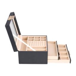 SHEONLY Women's Portable Multi-functional Jewellery Storage Box in Black - thumbnail 4