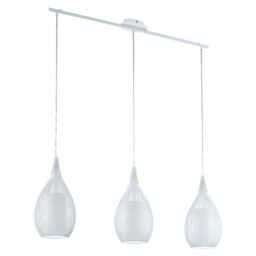 Loops Pendant Light Colour White Steel Shade White Satin Glass Steel Bulb E27 3x60W
