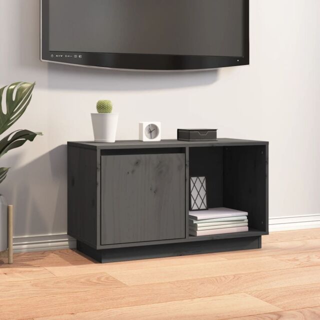 Berkfield Home TV Cabinet Grey 74x35x44 cm Solid Wood Pine - Size: 74 x 35 x 44 cm - image 1