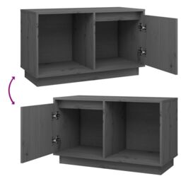 Berkfield Home TV Cabinet Grey 74x35x44 cm Solid Wood Pine - Size: 74 x 35 x 44 cm - thumbnail 6