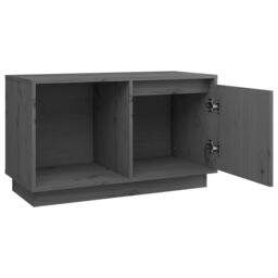 Berkfield Home TV Cabinet Grey 74x35x44 cm Solid Wood Pine - Size: 74 x 35 x 44 cm - thumbnail 4