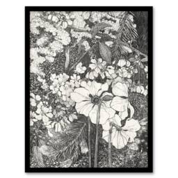 Artery8 Spring Flowers Black & White Vintage Framed Wall Art Print van Hoytema in Grey - Size: A4 - thumbnail 1