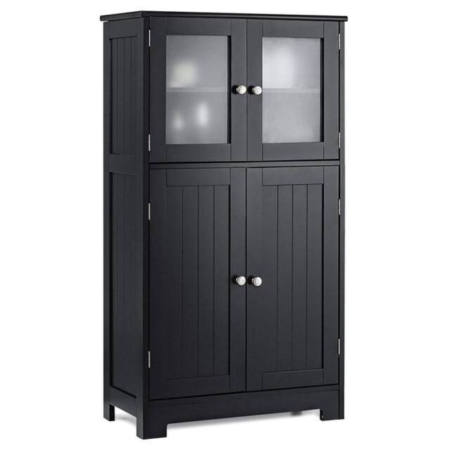 Kelvenix Bathroom Floor Cabinet Freestanding Storage Cupboard in Black - image 1