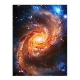 "Artery8 Wall Art Print Spiral Galaxy Dust Cloud Stars Space Universe Poster in Blue - Size: W24"" x H32""" - thumbnail 1