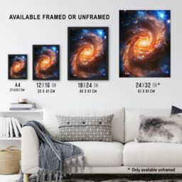 "Artery8 Wall Art Print Spiral Galaxy Dust Cloud Stars Space Universe Poster in Blue - Size: W24"" x H32""" - thumbnail 3