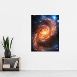 "Artery8 Wall Art Print Spiral Galaxy Dust Cloud Stars Space Universe Poster in Blue - Size: W24"" x H32""" - thumbnail 4