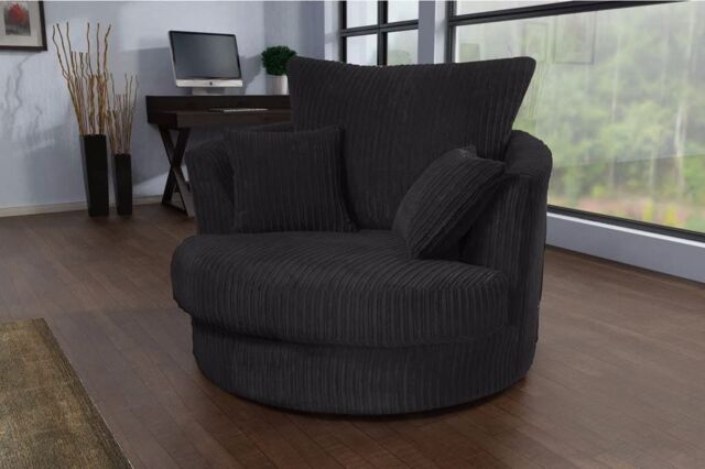 Snugg Furniture UK Limited Milo Swivel Chair Jumbo Cord Fabric in Black - image 1