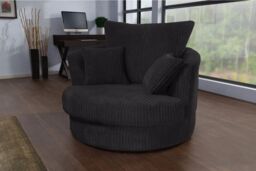 Snugg Furniture UK Limited Milo Swivel Chair Jumbo Cord Fabric in Black - thumbnail 1